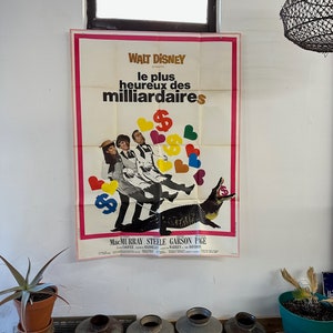 Vintage Film Movie Poster Affiche From France For 1967 Walt Disney Film, The Happiest Millionaire (Le Plus Heureux des milliardaires)