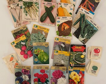 Vintage Vegetable Flower and Herb Seed Packs Lot of 30, Original From Late 1970s - Early 1980s, Excel, Lofts, Northrup King, Jerome Rice