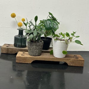 Vintage Wood Plant Riser Set: Repurposed Indian Swing Seat Stands image 9