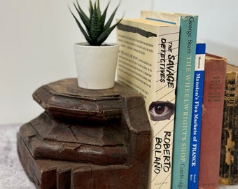 Wooden Bookend Upcycled From Old Half Riser Wood Pedestal, Architectural Salvage Piece Appox 100 Years Old, 8 1/2" x 5 1/4" x 4 1/4" ht