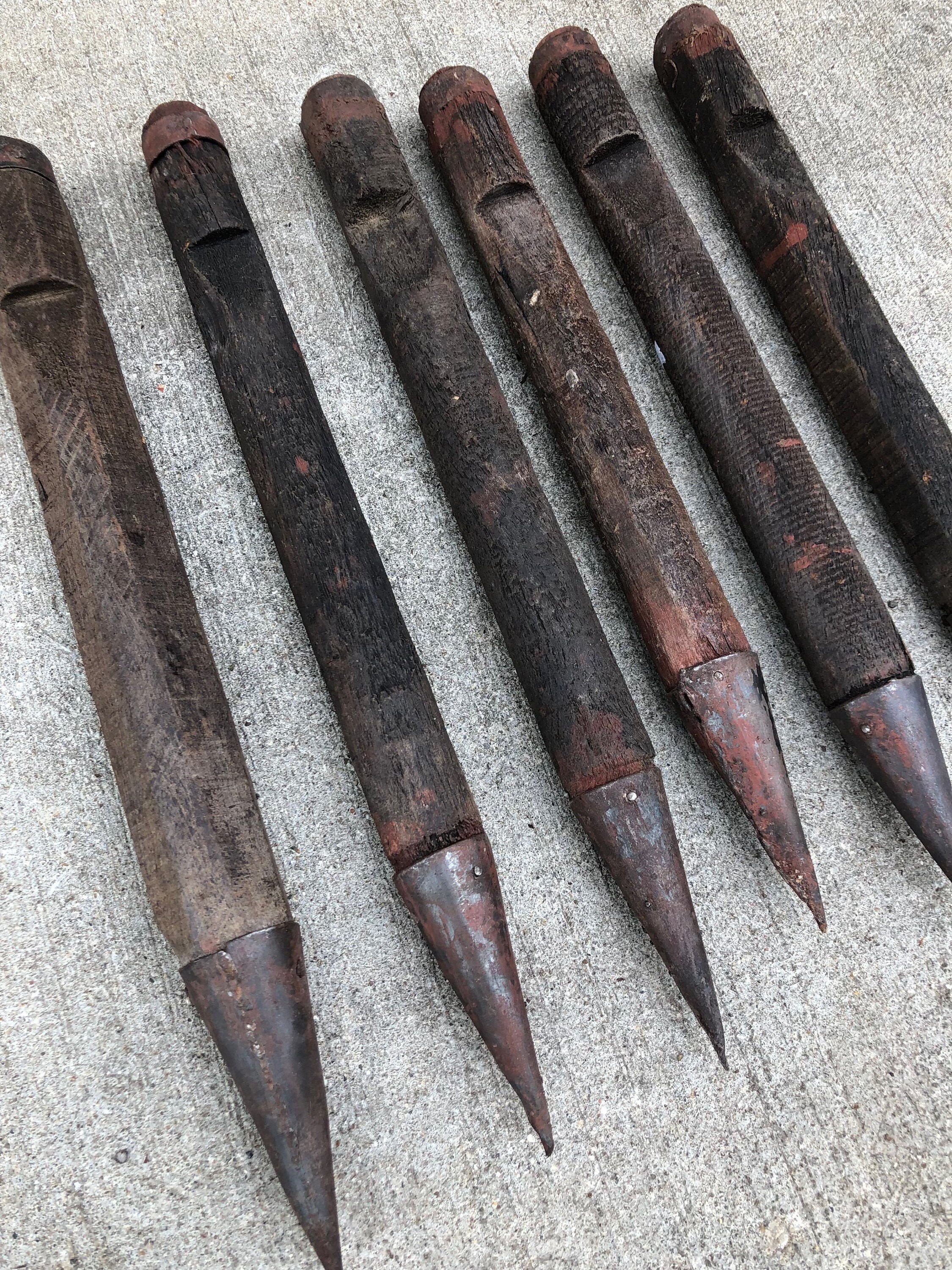 Wood And Steel Vintage Stakes From India Use As Hose Guides Or Etsy