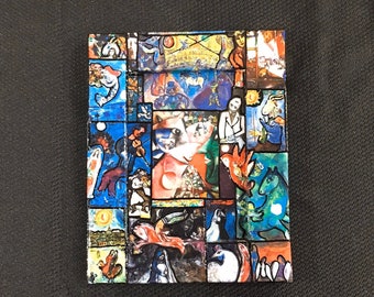 Marc Chagall Collage Art Picture Frame/Mixed Media Frame/Fiddler/Wedding Couple/Circus/Surrealism/Handmade/Wedding Gift
