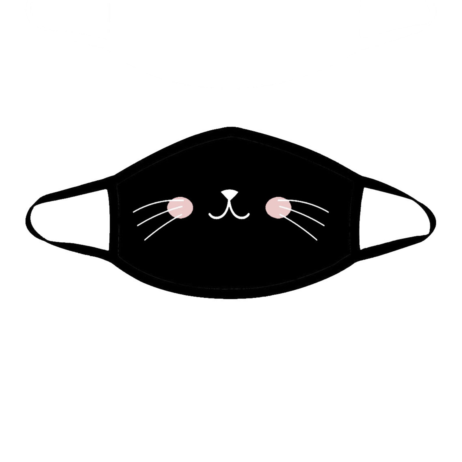 Kawaii Cat Mask Black Face Mask Adult Face Mask Unisex Etsy