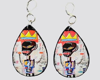 Skull Art by  Basqu*at  Earrings/SAMO/NYC Artist/Art Lover Gift/Museum Collection