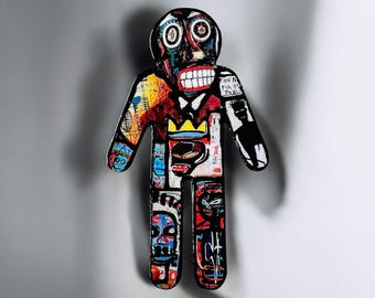 JMB43qu*at Inspired Brooch/Lapel Pin/NYC Artist/Artisan Jewelry/Handmade Gift/Hip Hop Brooch/Graffiti/Samo/Man Pendant/Skull Art/Unisex Gift
