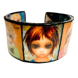 Bracciale rigido collage di Margaret Keane, arte kitch/pop art/arte popolare/anatomia/artista americana/regalo artistico/street art/arte infantile