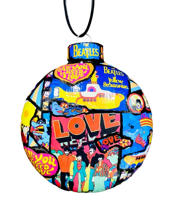 The Beatles Yellow Submarine Glass Christmas Ornament