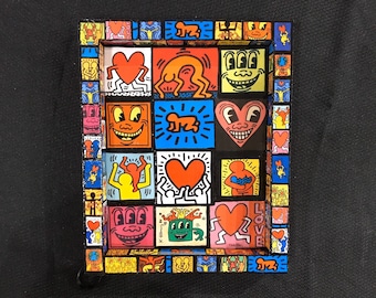 NYC Künstler Keith Haring Collage Art/Graffiti Art/Pop Art/People Art/Herz/Amerikanischer Künstler/Animierte Bilder/Kunstgeschenk