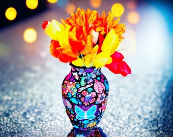 Yayoi Kusama Art Vase/ Red Pumpkin And Flowers Art Vase/Handmade Dot Art Vase/Japanese Artist/Mothers Day Vase/Gift For Her/Art Lover Gift
