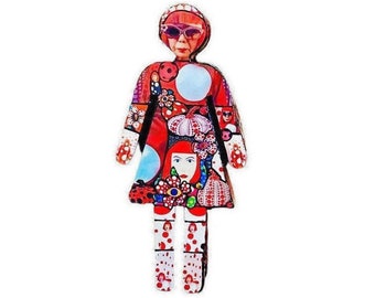 Yayoi Kusama Art Lover Woman Sculpture/Polka Dot Art/Red Pumpkins/Artist Doll/Art Collector Series