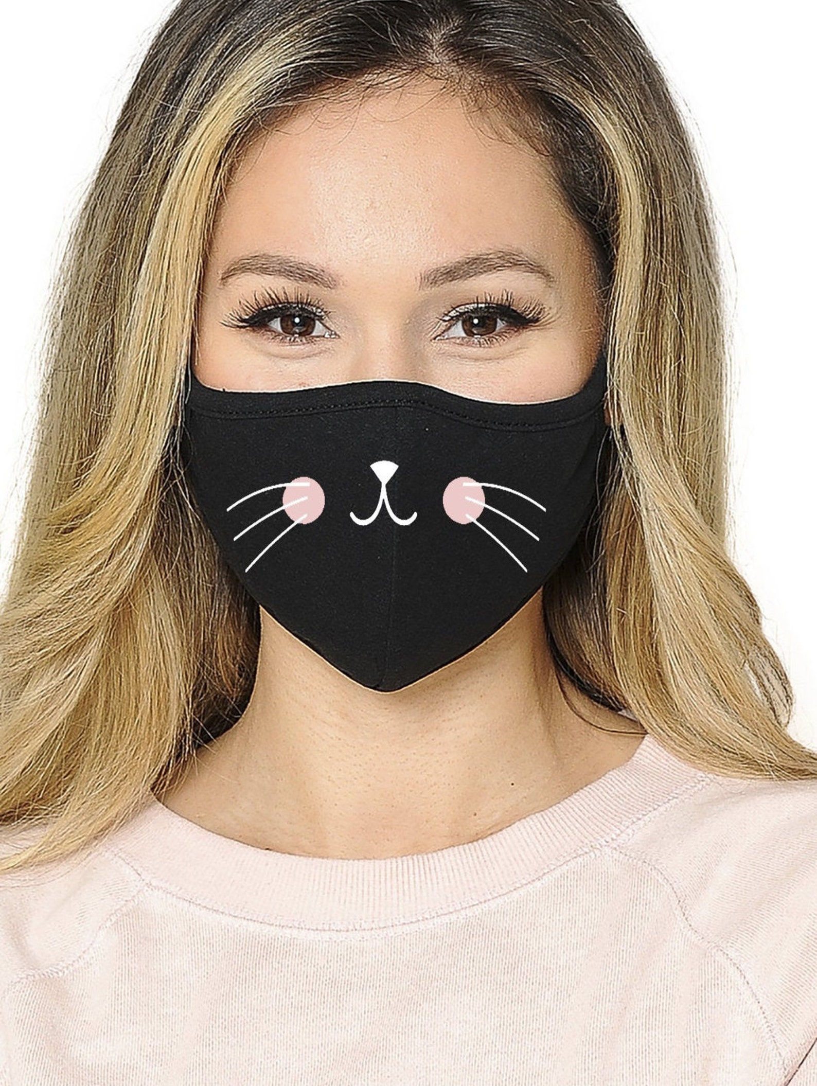 Kawaii Cat Mask Black Face Mask Adult Face Mask Unisex Etsy
