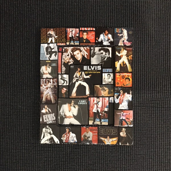 Elvis Presley Picture Frame/King of Rock N Roll/Sun Records/Viva Las Vegas/Collage Art/Decoupage Frame
