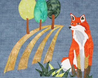Patrón PDF Fox In The Field Applique - Adecuado para todos los niveles de habilidad