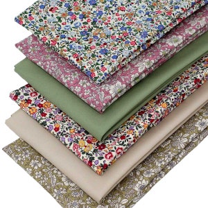 6 Fat Quarters Bundle - "Kensington Gardens" Pretty Miniature Floral Designs in Blue, Green, Pink. 100% Cotton Ideal for Quilting & Crafting