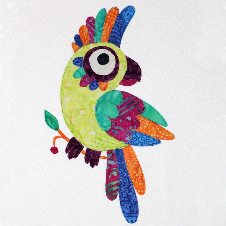 Patchwork Parrot Coloursplash Parrot Applique PDF Pattern - Suitable for All Skill ...