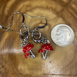 Tiny Red Mushroom Earrings