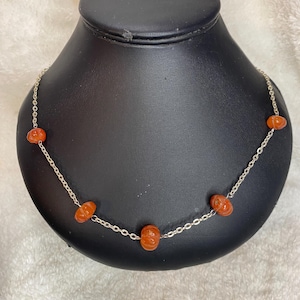 Carved Carnelian Pumpkin Necklace