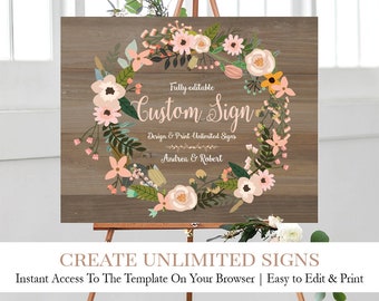 Coral Baby Shower Etsy - floral baby shower welcome sign coral baby shower sign coral floral sign floral wreath baby shower boho welcome editable printable f2
