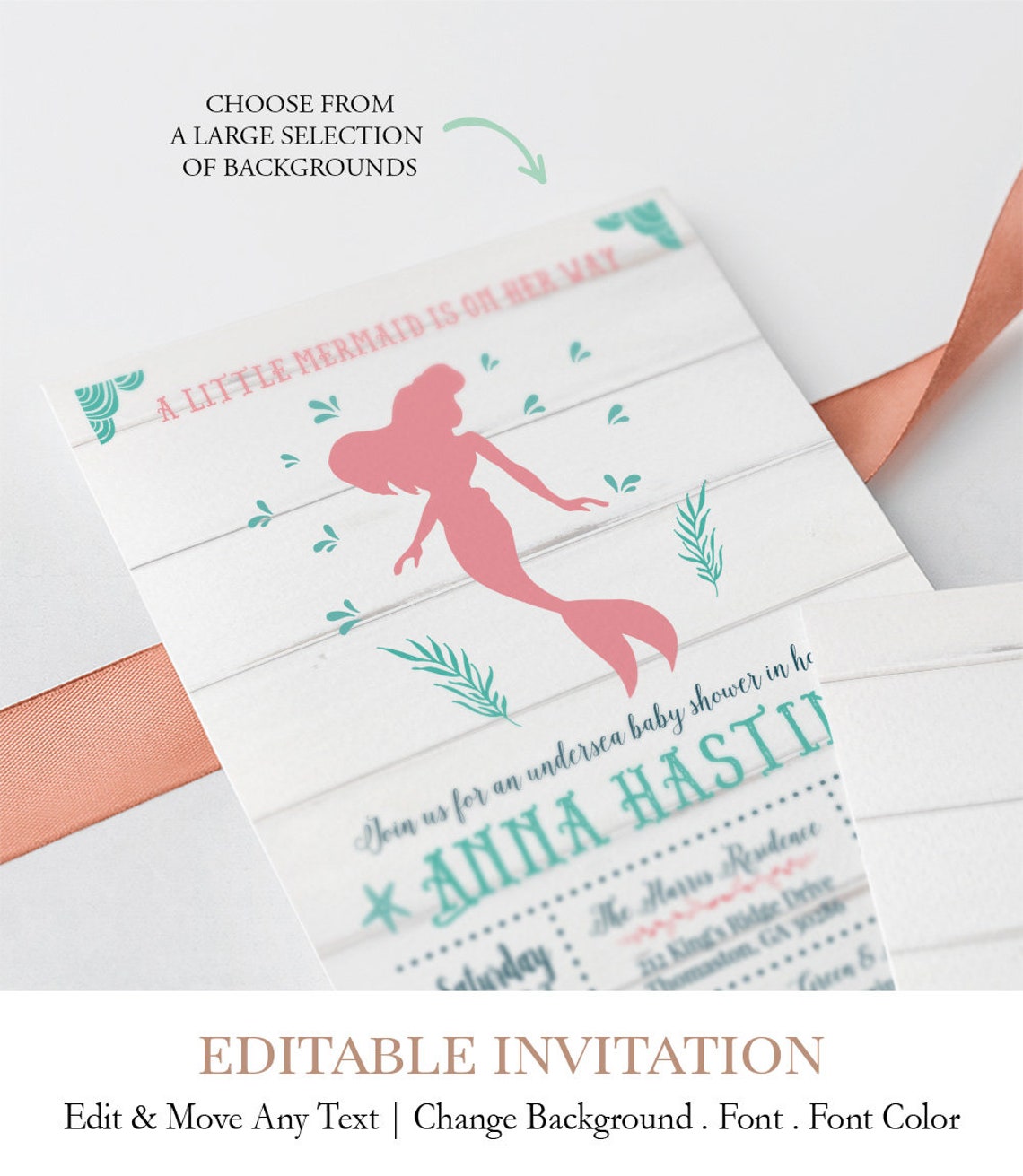 Printable Mermaid Baby Shower Invitation Little Mermaid On Etsy