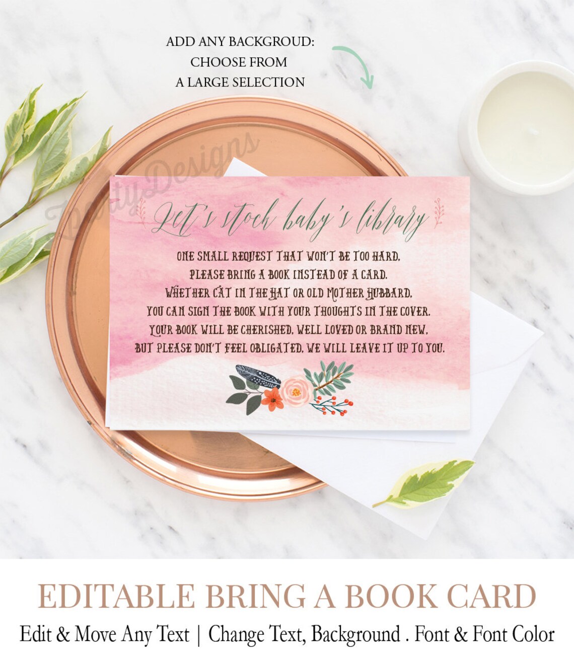 Rustic Baby Library Card Printable Bring a Book Card Boho | Etsy
