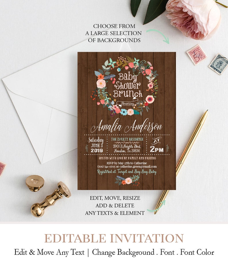 Baby Shower Brunch Rustic Invitation Fall Rustic Baby Brunch Etsy Baby Shower Brunch Rustic Invitation Fall Rustic Baby Brunch Etsy