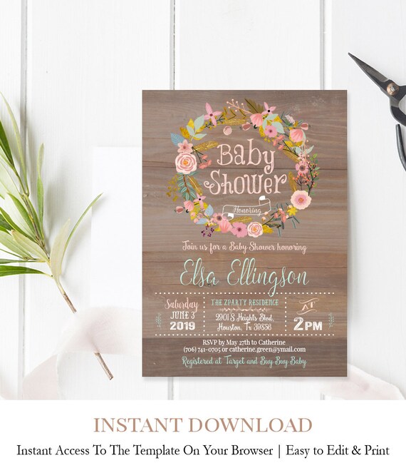 Pastel Baby Shower Invitation Blush And Pink Floral Baby Etsy Pastel Baby Shower Invitation Blush And Pink Floral Baby Etsy