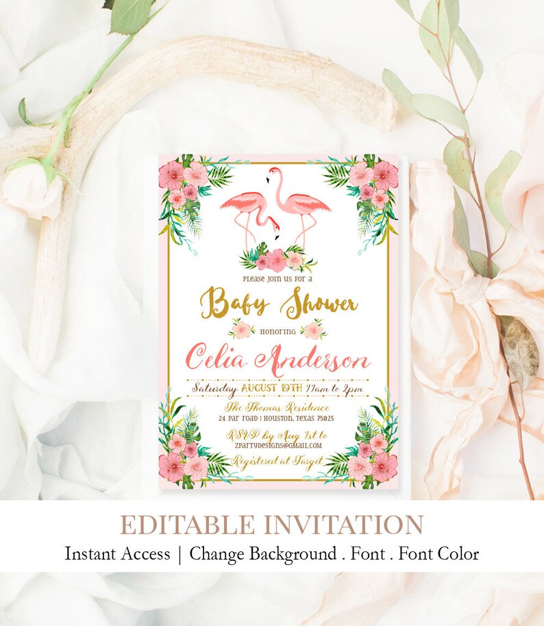 Tropical Baby Shower Invitation Baby Girl Tropical Etsy Tropical Baby Shower Invitation Baby Girl Tropical Etsy