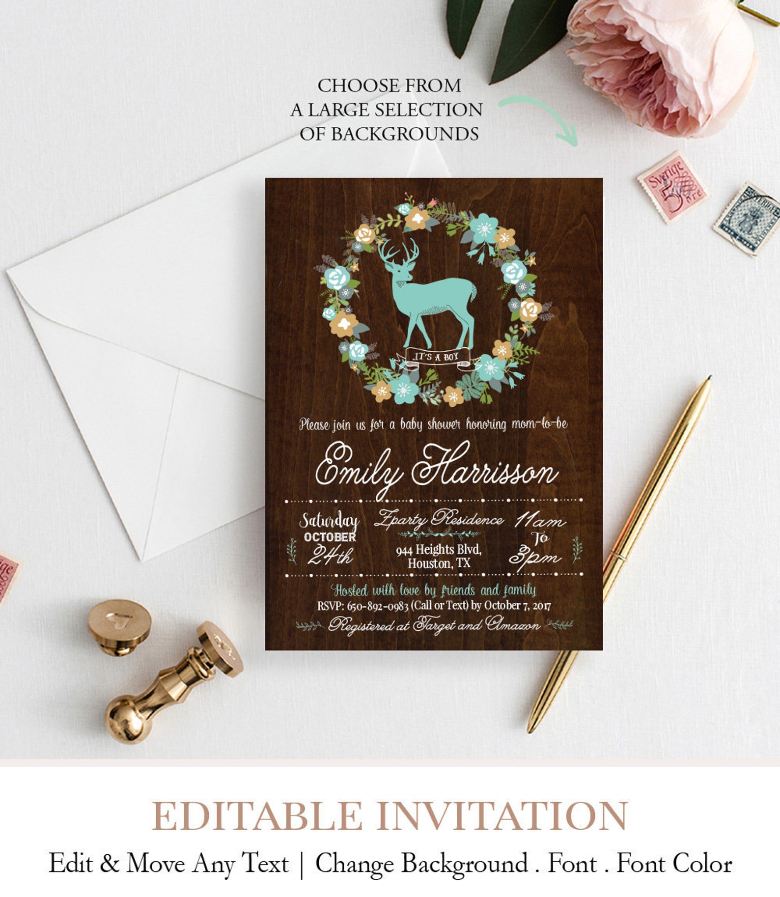 Winter Woodlands Baby Shower Invitation Wood Baby Boy Baby | Etsy