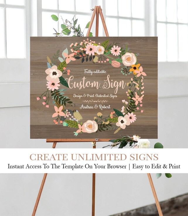 Floral Baby Shower Welcome Sign Coral Baby Shower Sign Coral