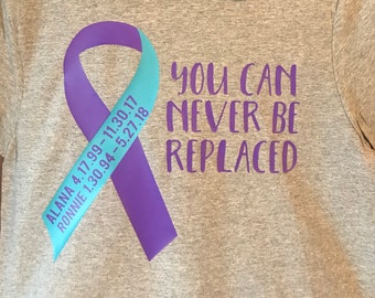 Suicide Awareness/Prevention T-Shirt Cause Teal Purple Ribbon