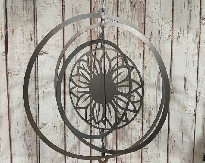 Sunflower Wind Spinner Garden Decor Metal Steel