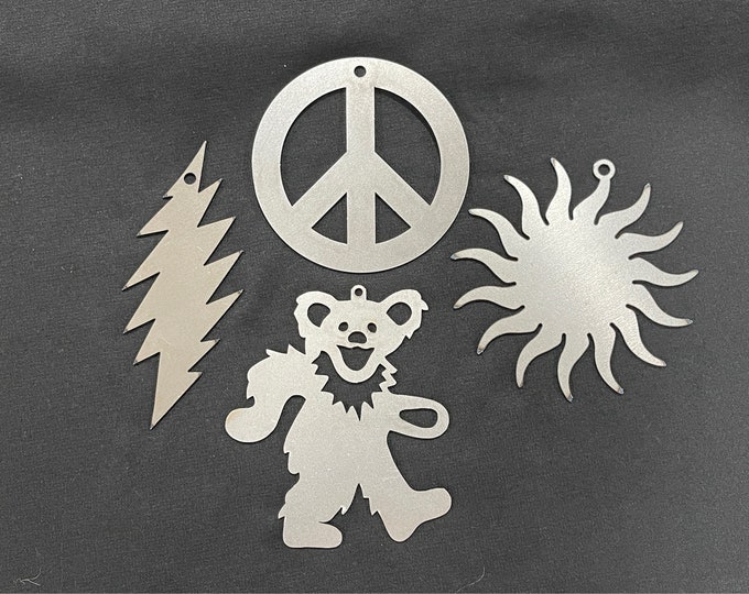 Dancing Bear / Sunshine / Lightning Bolt / Peace Sign Steel Ornament Grateful Dead and Company