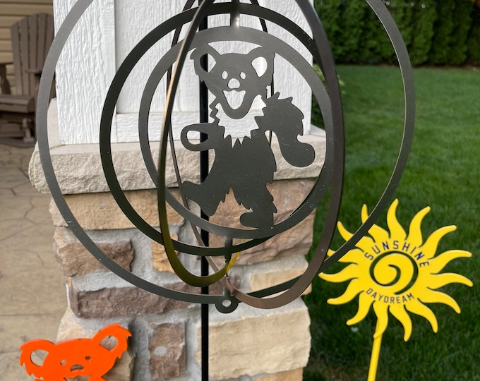 Dancing Bear Steel Wind Spinner Garden Decor Grateful Dead and Company Metal