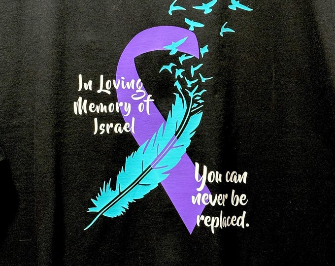 Suicide Awareness/Prevention T-Shirt or Sweatshirt Cause Ribbon with Wings Personalized