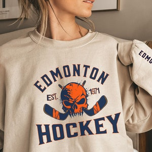 Edmonton Oilers Sweatshirt Vintage College Fan Hockey - Anynee