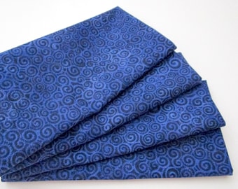 Large Cloth Napkins - Set of 4 - Dark Royal Blue Spirals - Dinner, Table, Everyday, Wedding
