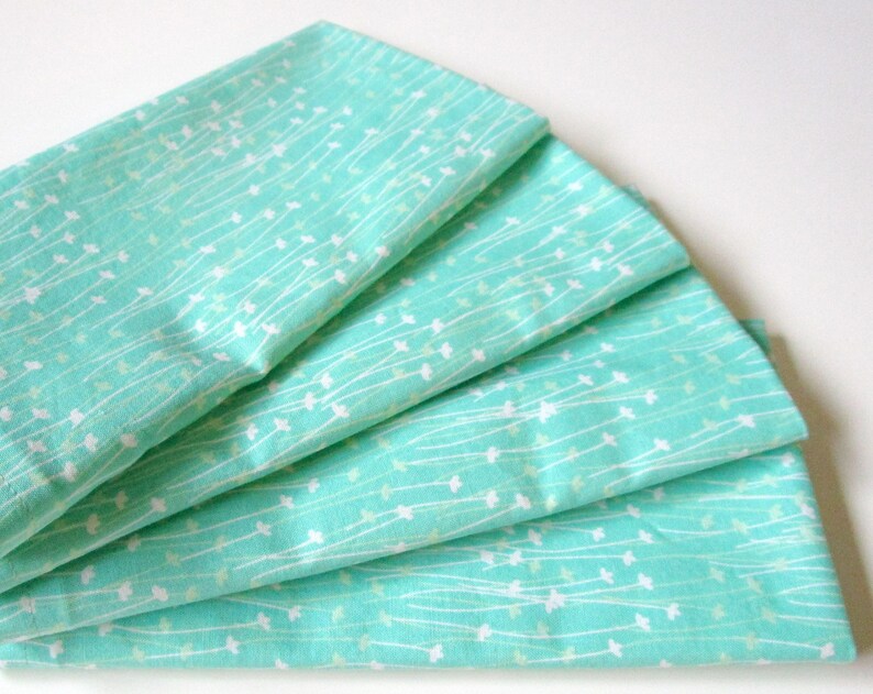 Modern Napkins Table Napkins Dinner Napkins Seafoam Green White Sprouts Set of 4 Cloth Napkins Everyday Napkins