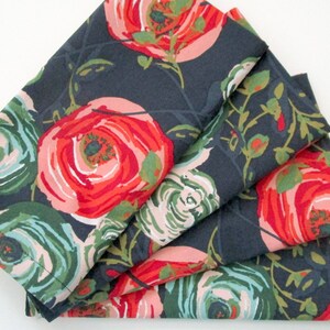 Large Cloth Napkins Set of 4 Blue Red Pink Green Turquoise Flowers Floral Dinner, Everyday, Wedding, Table Hostess Gift image 3