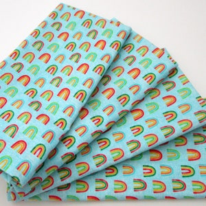 Cloth Napkins - Turquoise Rainbows Cheerful Happy  - Dinner, Table, Everyday, Wedding - Hostess Housewarming Gift