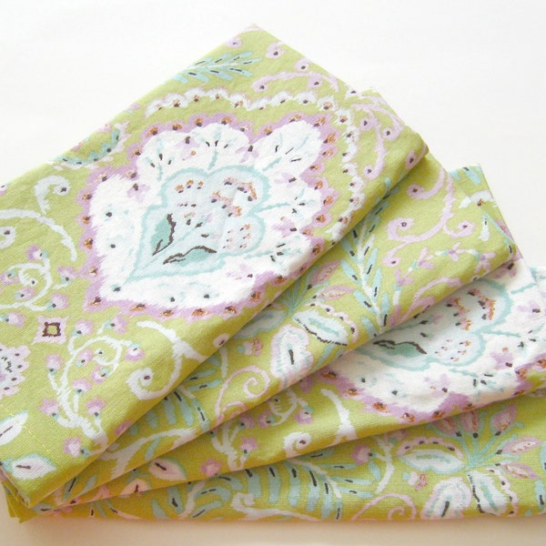 Serviettes en tissu - Ensemble de 4 - Ikat vert, touche de violet - Dîner, Table, Tous les jours, Mariage, Cadeau de pendaison de crémaillère pour cadeau d'hôtesse familiale pour elle