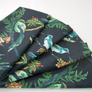 Large Cloth Dinner Napkins - Set of 4 - Blue Birds Green Orange Yellow - Everyday, Table, Wedding Napkins - Cotton