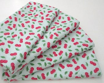 Cloth Dinner Napkins - Set of 4 - Blue Red Fruit Cherries - Table, Everyday, Wedding - Hostess Gift - Realtor Gift - Summer Picnic Patio
