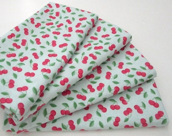 Cloth Dinner Napkins - Set of 4 - Blue Red Cherries - Table, Everyday, Wedding - Hostess,  Realtor Gift - Summer Picnic Patio - & more items