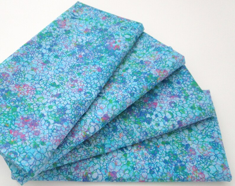 Cloth Napkins Turquoise Blue, Pink, Green Tiny Flowers Floral Dinner, Table, Everyday, Wedding Hostess Housewarming Gift image 5