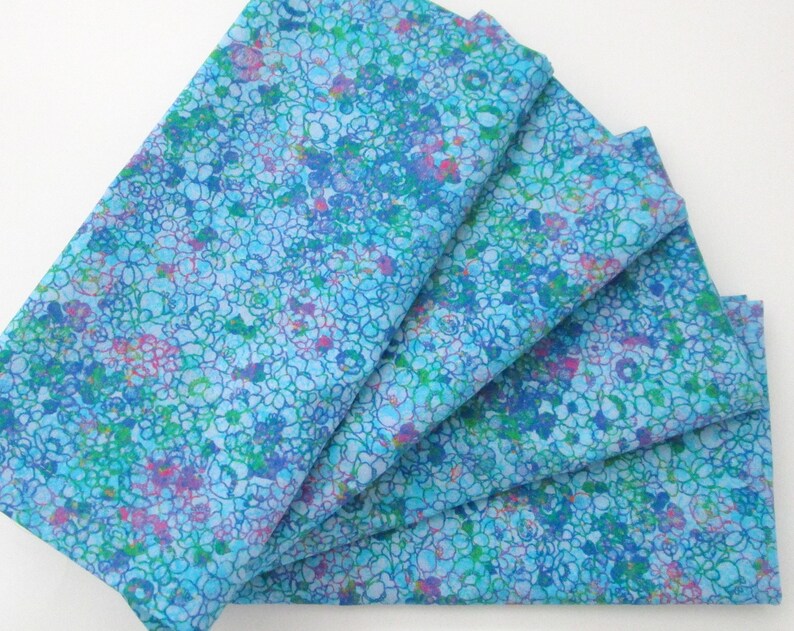 Cloth Napkins Turquoise Blue, Pink, Green Tiny Flowers Floral Dinner, Table, Everyday, Wedding Hostess Housewarming Gift image 3