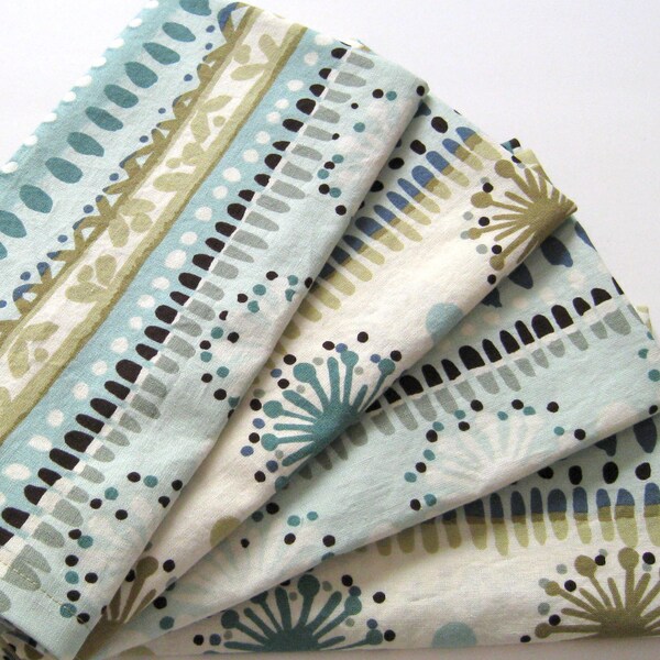 Large Cloth Napkins - Set of 4 - Teal Beige