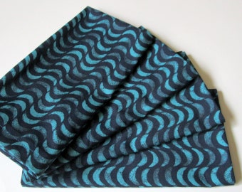 Large Cloth Napkins - Set of 4 - Turquoise Blue Moons Celestial - Dinner, Table, Everyday, Wedding - Housewarming Gift for Men Women Couples