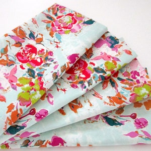 Large Cloth Napkins - Set of 4 - Bright Pink Orange Green Turquoise Blue Flowers Floral - Dinner, Everyday, Wedding, Table - Hostess Gift