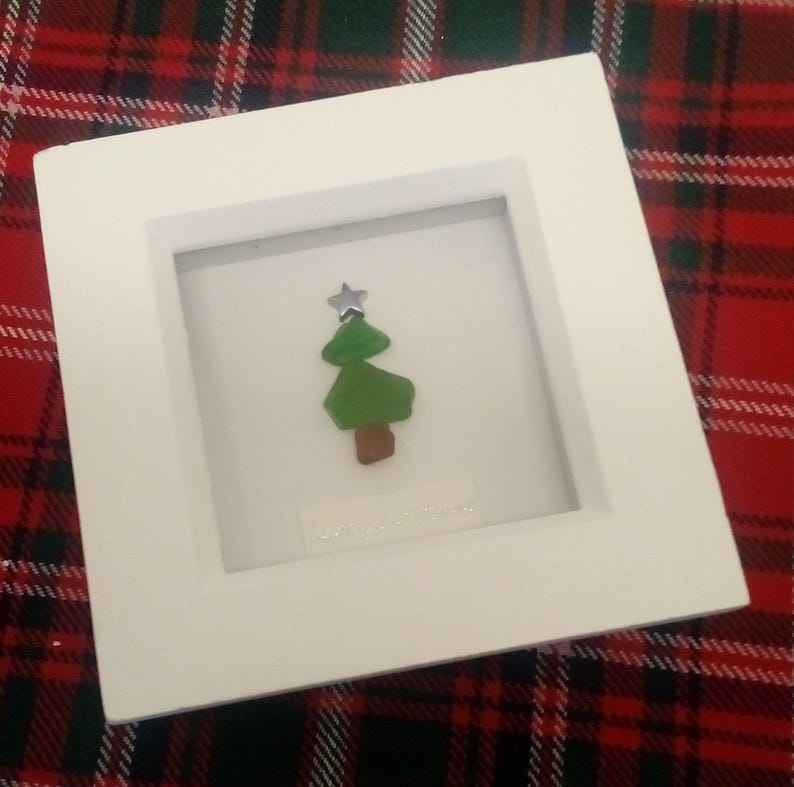 Christmas Tree Sea Glass Picture Decorations, Seasonal Seaglass Gift