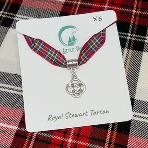 Celtic knot Choker tartan ribbon necklace handmade in Scotland